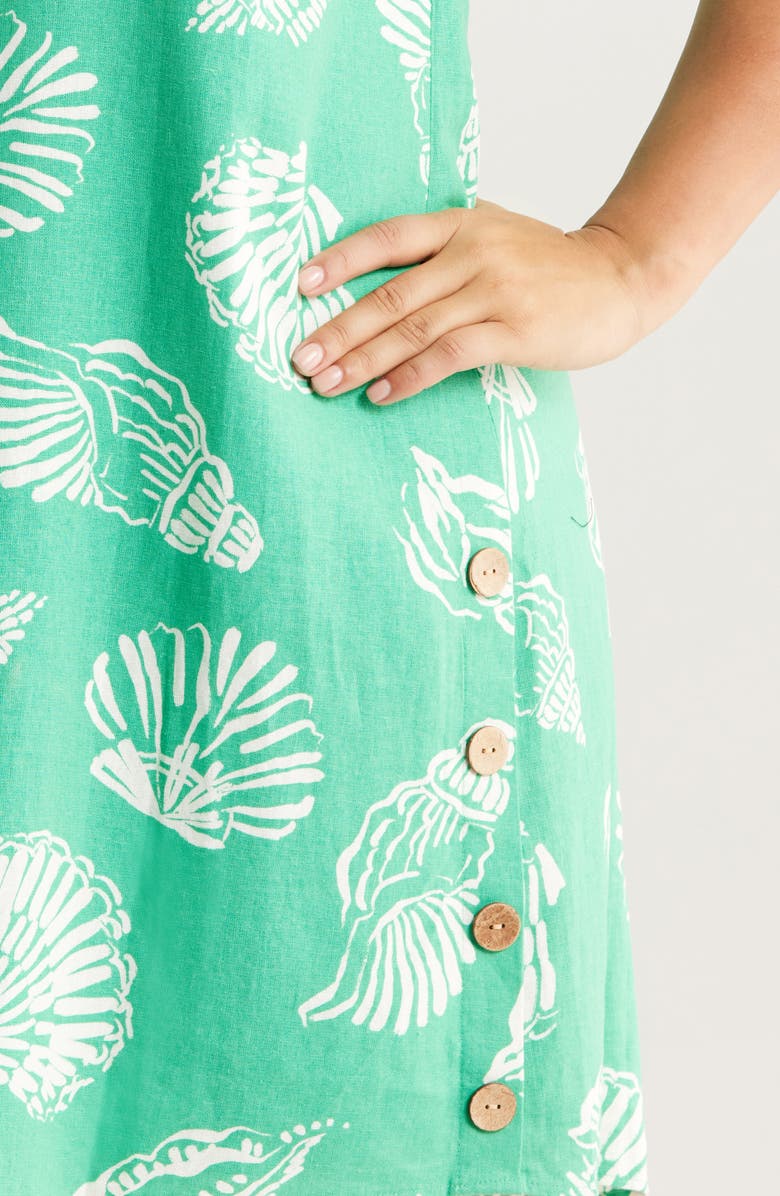 Jones New York Shell Print Short Sleeve Linen Blend Dress, Alternate, color,