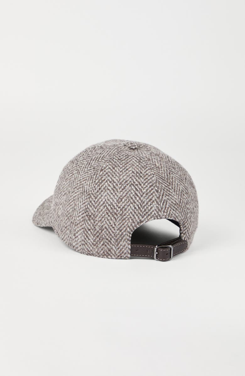 Brunello Cucinelli Tweed baseball cap with monili, Alternate, color, Brown