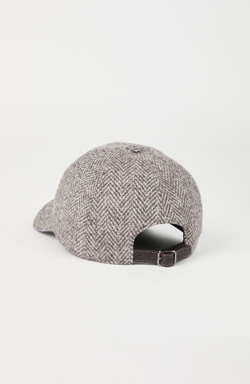 Brunello Cucinelli Tweed Baseball Cap With Monili In Brown