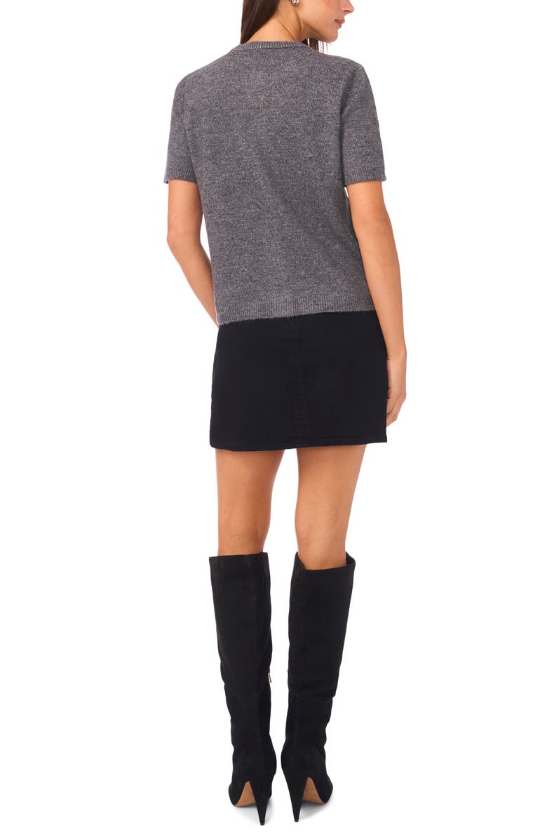 Vince Camuto Short Sleeve Cardigan, Alternate, color, Medium Heather Grey