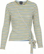 BuHu Rib Knit Faux Wrap Tie Long Sleeve Tee