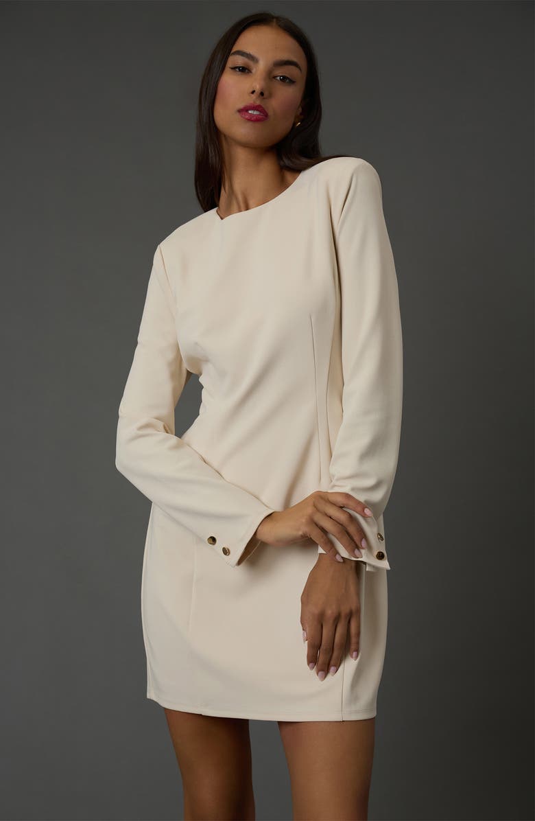 DONNA MORGAN FOR MAGGY Strong Shoulder Mini Dress, Alternate, color, Horn