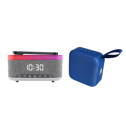 2-in-1 Wireless Charging Alarm Clock and Hi-Res Portable Speaker