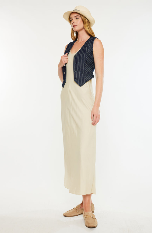 Kancan Shelley Stripe Tailored Vest In Blue