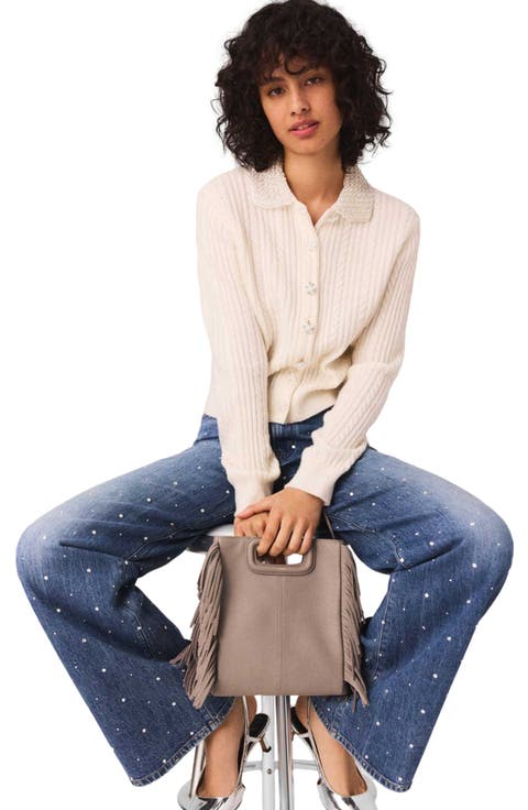 Knit cardigan with removable collar