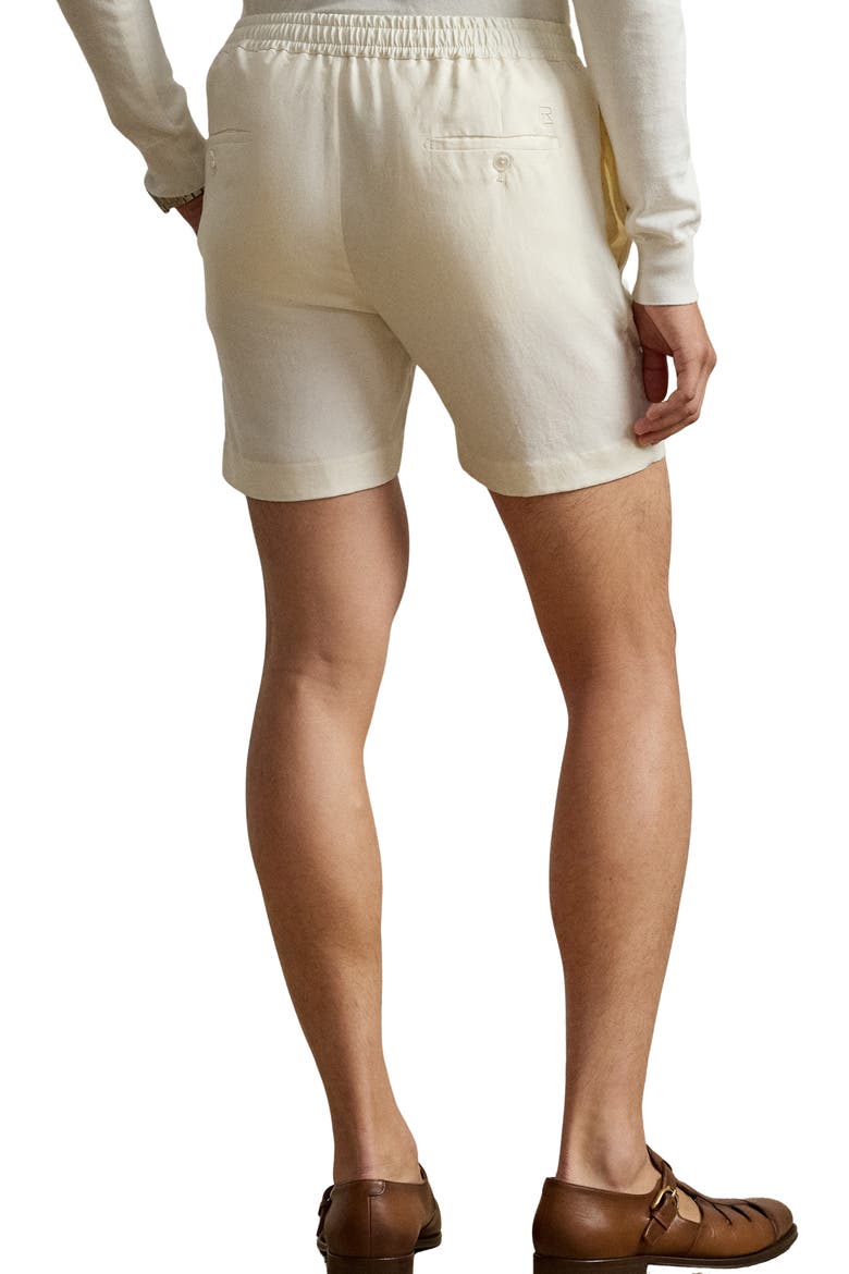 Hand Tailored Drawstring Linen Shorts, Alternate, color, WHITE