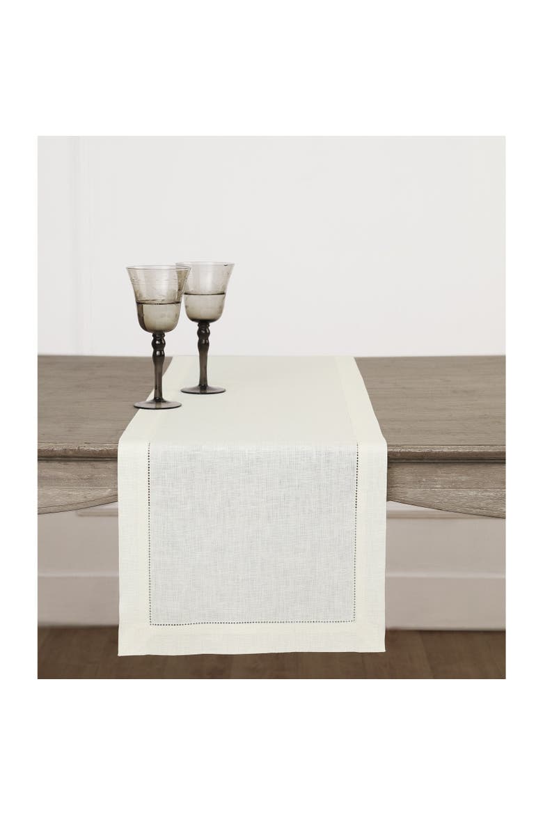 Linen Table Runner - Classic Hemstitch, Alternate, color, Ivory
