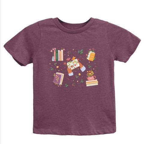 Books and Flowers Collage Short Sleeve T-Shirt Youth