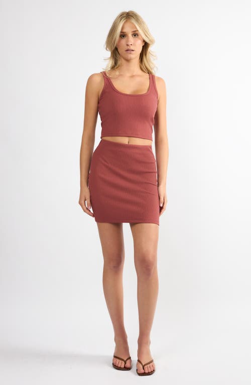 Viens Avec Moi Timeless Rib Knit Miniskirt In Burgundy