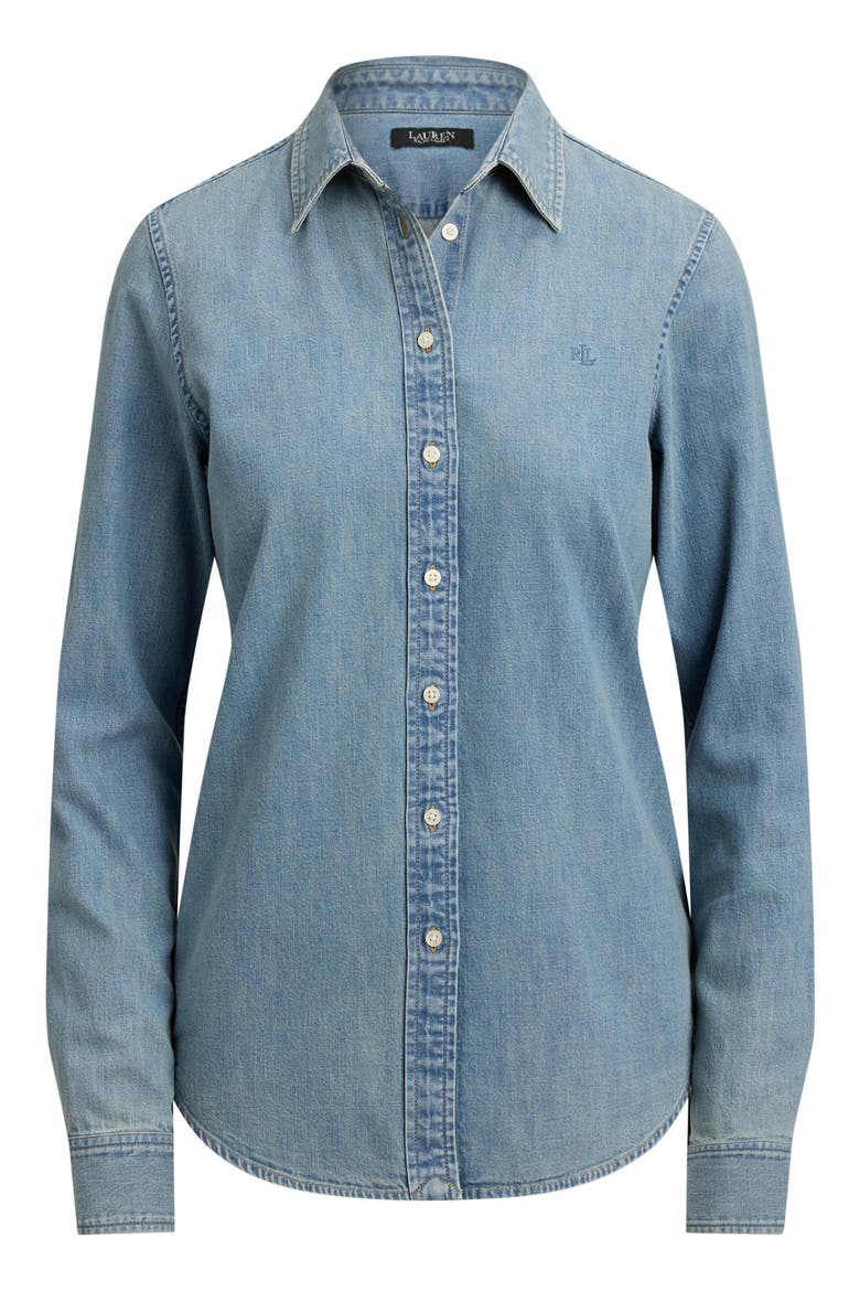 Classic Fit Denim Button-Up Shirt, Alternate, color, ALICIA WASH BLUE