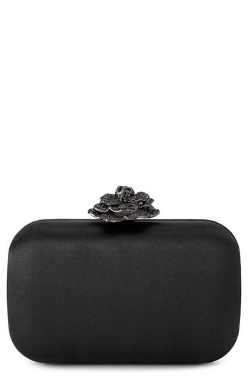 Olga Berg Rosa Crystal Lock Frame Clutch In Black