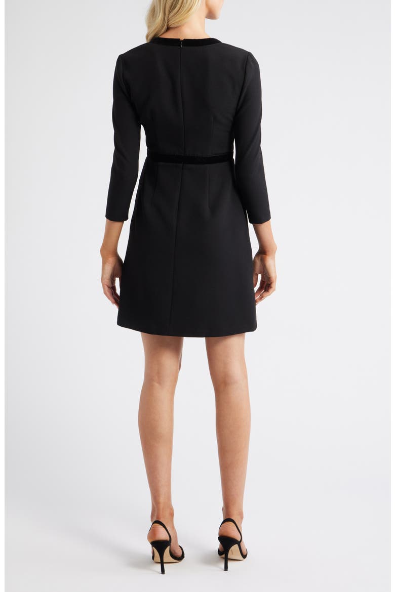 Bow Detail Stretch Crepe Dress, Alternate, color, BLACK