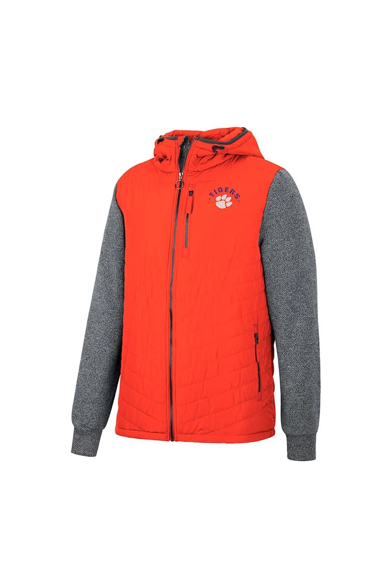 Men's Colosseum Orange/Charcoal Clemson Tigers Course Herringbone Full-Zip Hoodie, Alternate, color, Orange