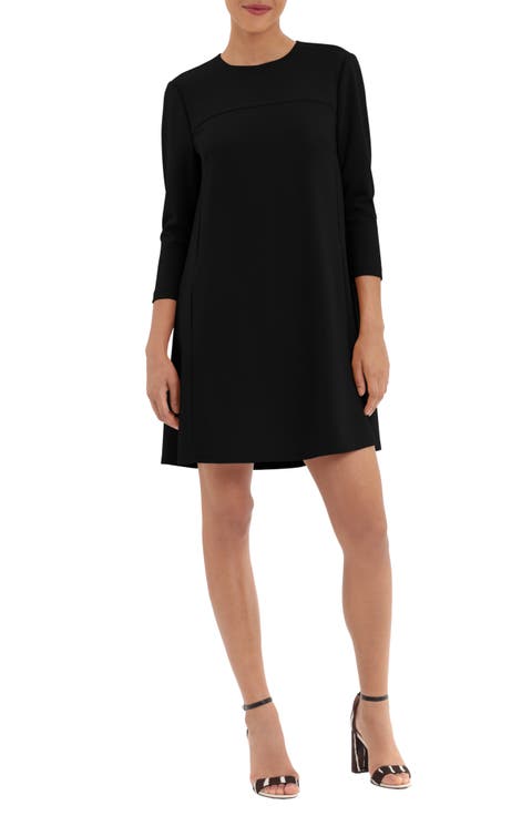 Three-Quarter Sleeve Pocket Shift Dress