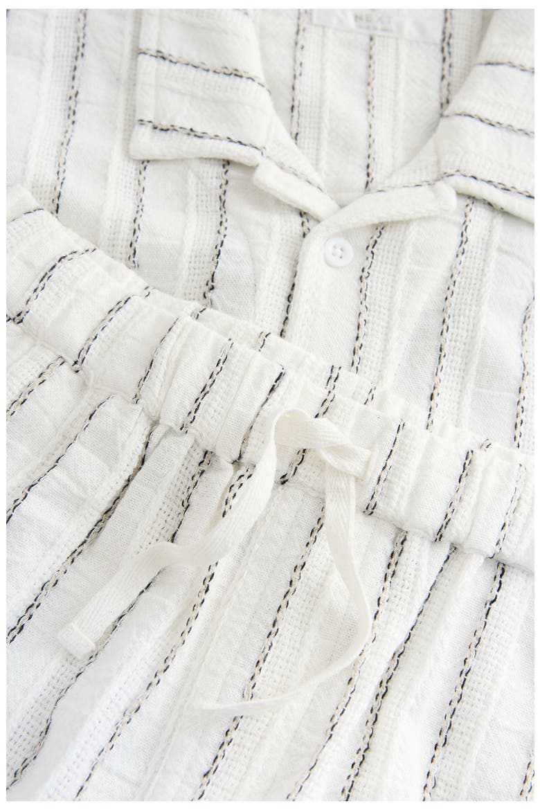 Kids' Stripe Button-Up Shirt & Shorts Set, Alternate, color, WHITE