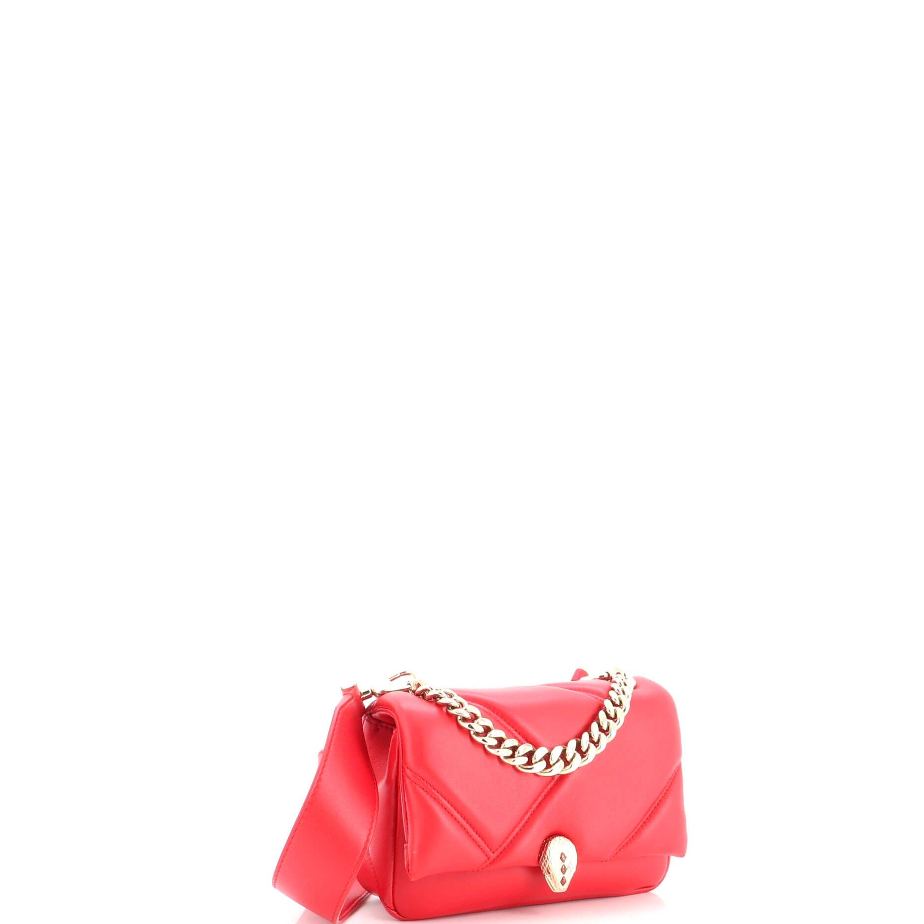 Serpenti Cabochon Shoulder Bag Diagonal Quilted Leather Mini, Alternate, color, Red