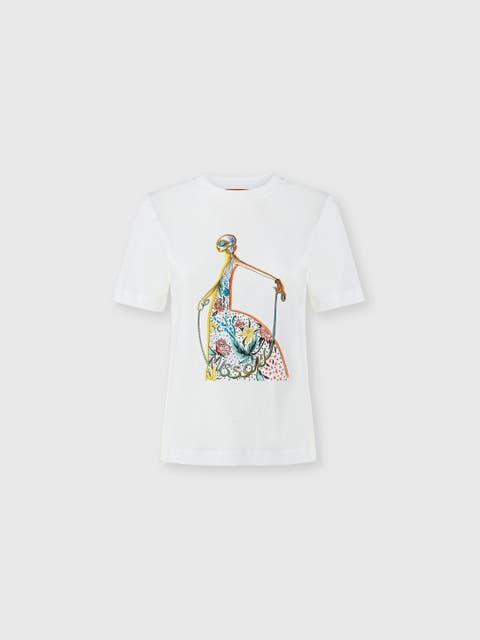 Crew-neck T-shirt In Cotton Jersey With Print And Logo