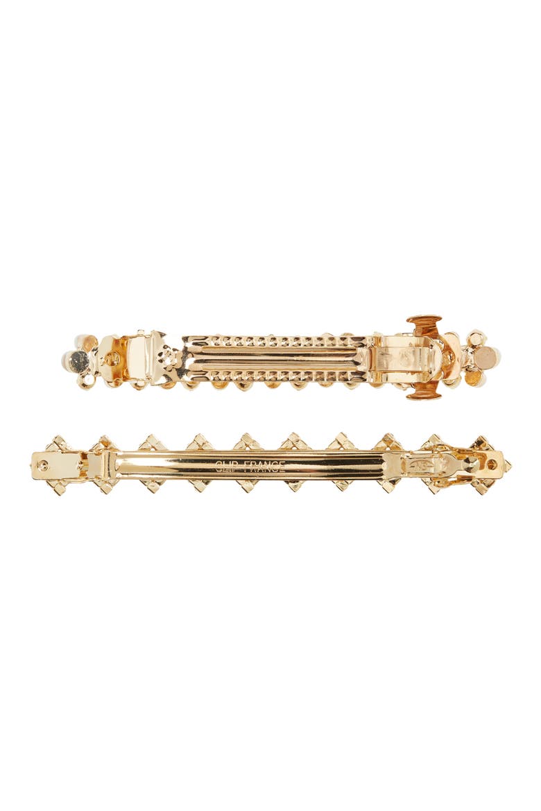 Tasha 2-Pack Assorted Imitation Pearl & Crystal Barrettes, Alternate, color, GOLD/ IVORY