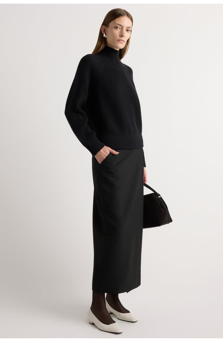 Modern Citizen Hadeel Organic Cotton-Wool Mock-Neck Sweater, Alternate, color, Black