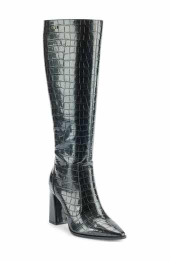 DKNY Shamira Croc Embossed Knee High Boot