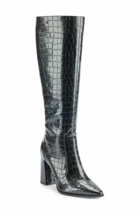 DKNY Shamira Croc Embossed Knee High Boot