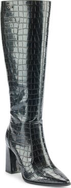 DKNY Shamira Croc Embossed Knee High Boot