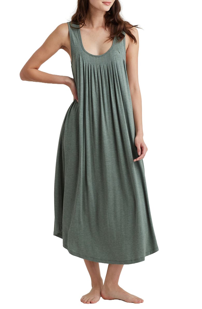 Papinelle Kate Pleated Stretch Modal Nightgown, Alternate, color, Deep Moss