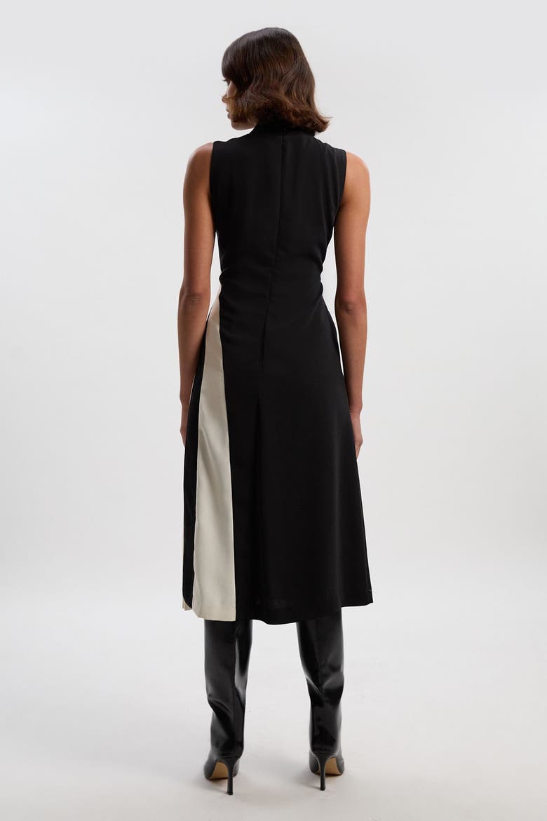 Colour Block High Neck Midi Dress, Alternate, color, Mono
