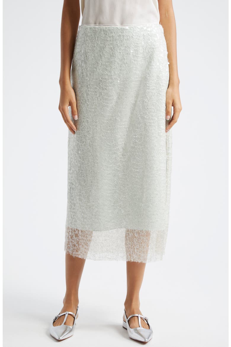 Glassy Sequin Midi Skirt, Main, color, AQUA GLASS