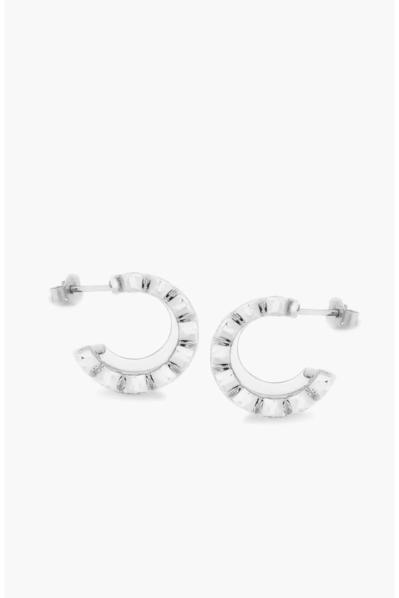 Averto Mini Crystal Double Hoop Earrings in Silver, Alternate, color, Silver