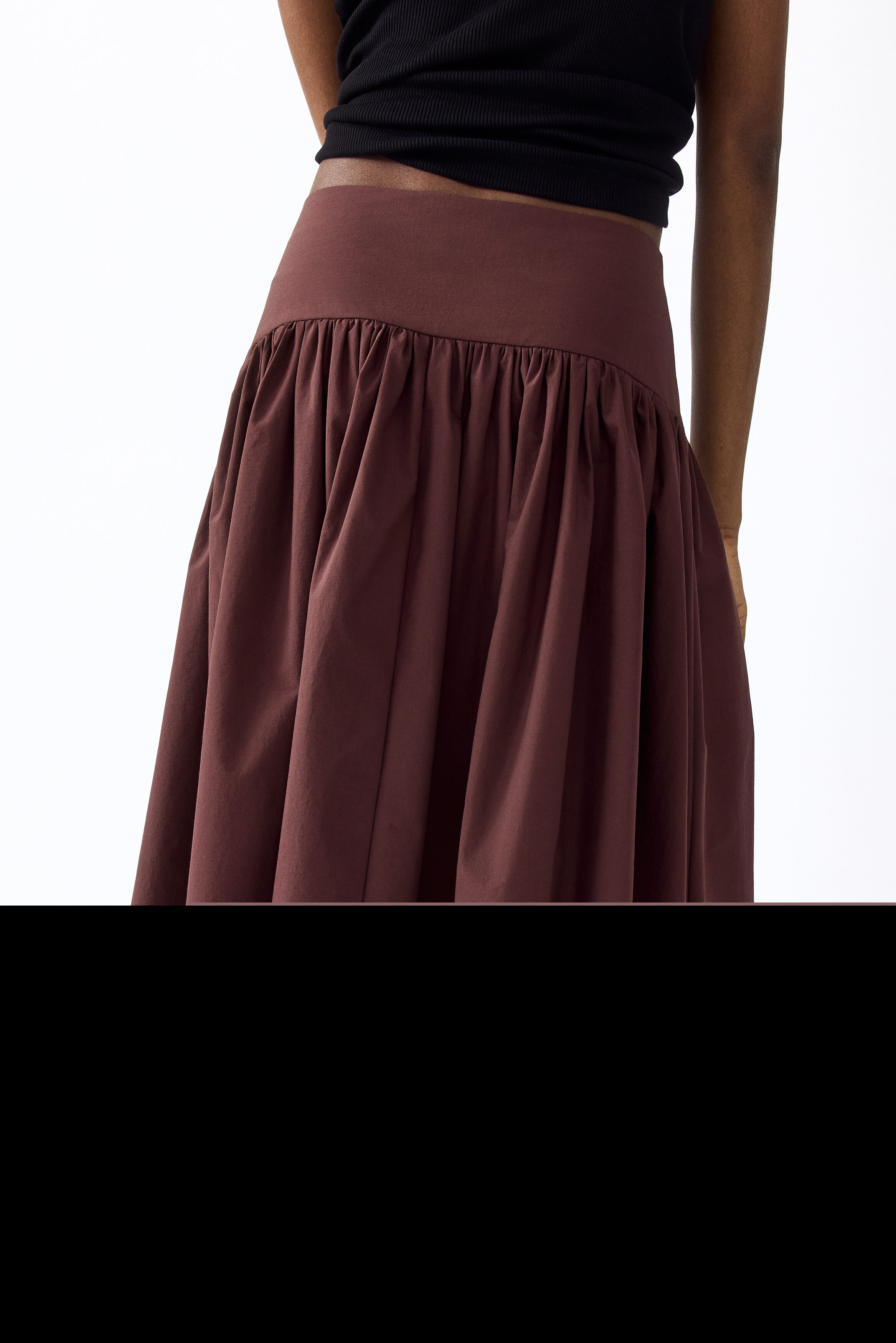 H&M Asymmetric Midi Skirt, Alternate, color, Dark Brown