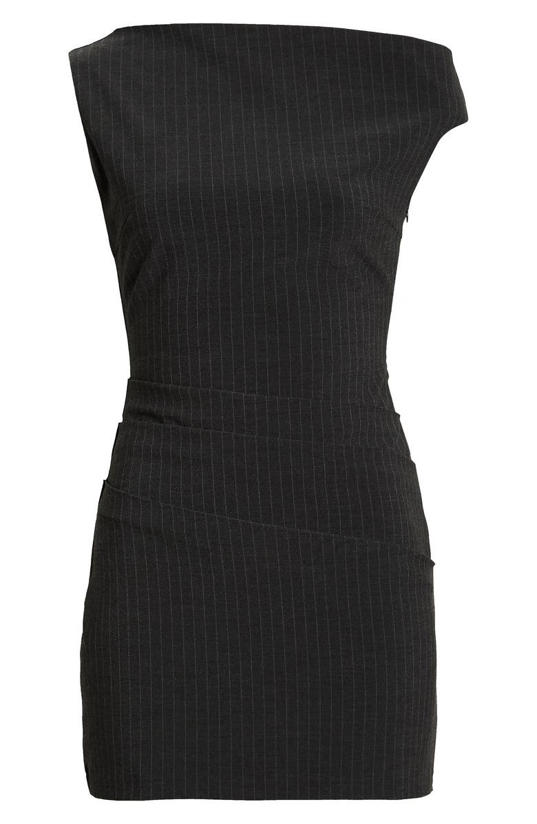 Nia Nova Pinstripe Minidress, Alternate, color, Charcoal