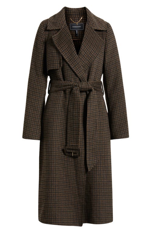 Bcbg Houndstooth Double Face Belted Coat