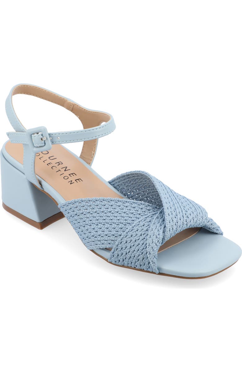 Journee Collection Zerlina Knit Block Heel Sandal, Main, color, Blue