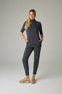 eavolu Acadia Aspen Eco-Luxe Rib Short-Sleeve Top - Ultra-Luxe Flow