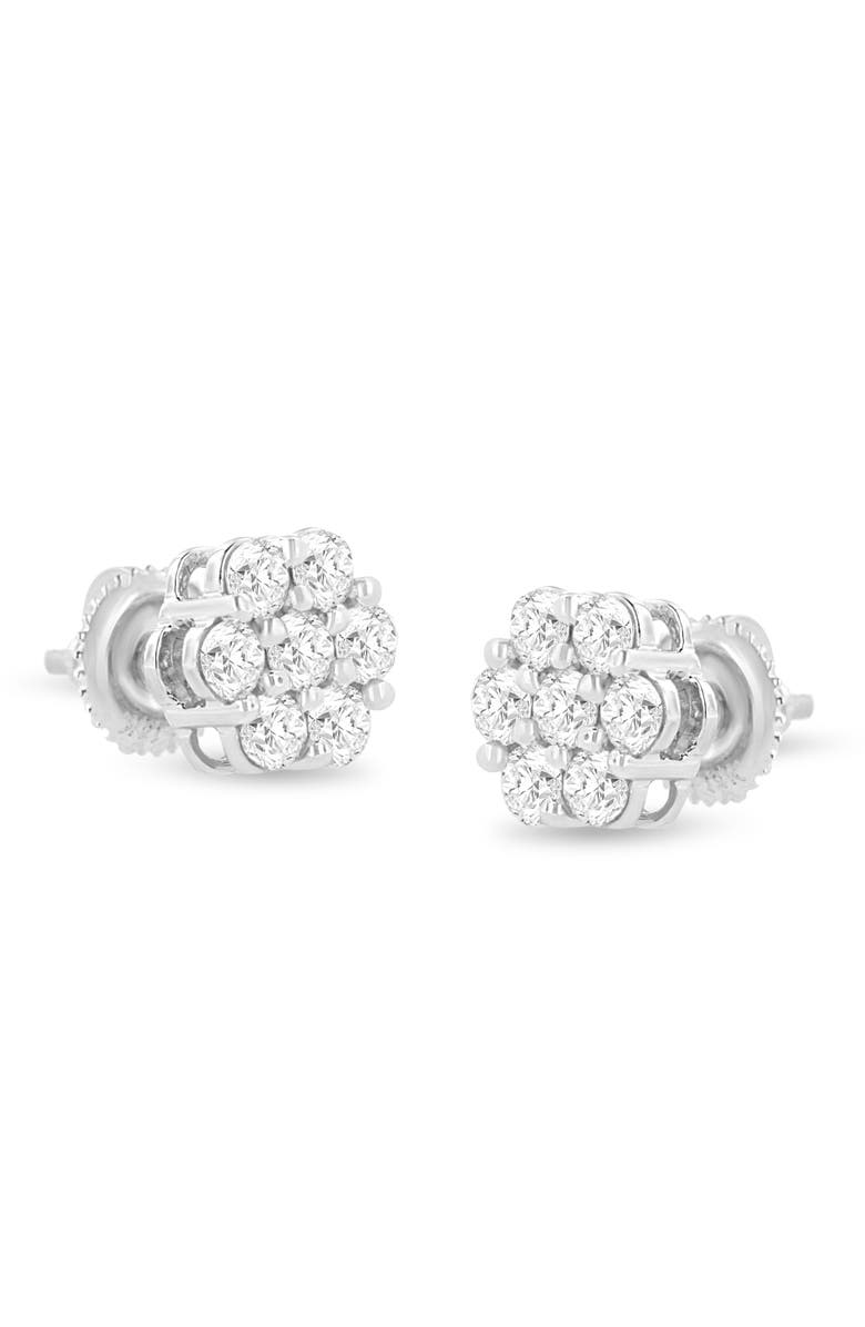 Haus of Brilliance 14K White Gold 1.0 Ct Prong RoundDiamond Floral Stud Earrings, Alternate, color, White