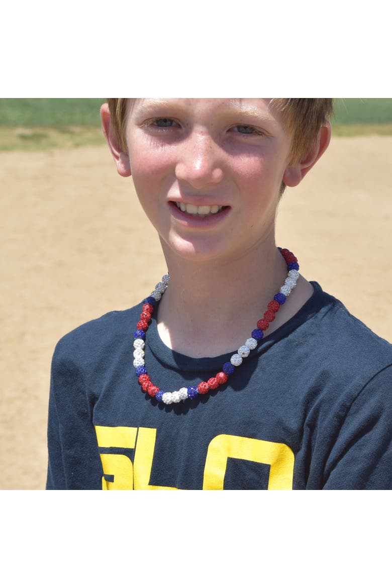 Patriotic Drip Team Spirit Necklace, Alternate, color, Patriotic Youth