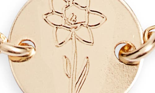Set & Stones Lily Birth Flower Pendant Bracelet In Gold/march - Daffodil