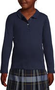 Lands' End School Uniform Girls Long Sleeve Feminine Fit Interlock Polo Shirt