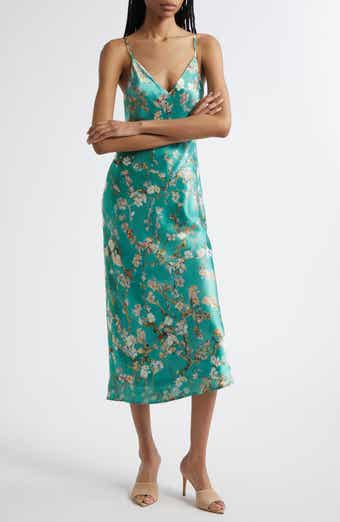 L'AGENCE Seridie Floral Print Silk Midi Slipdress