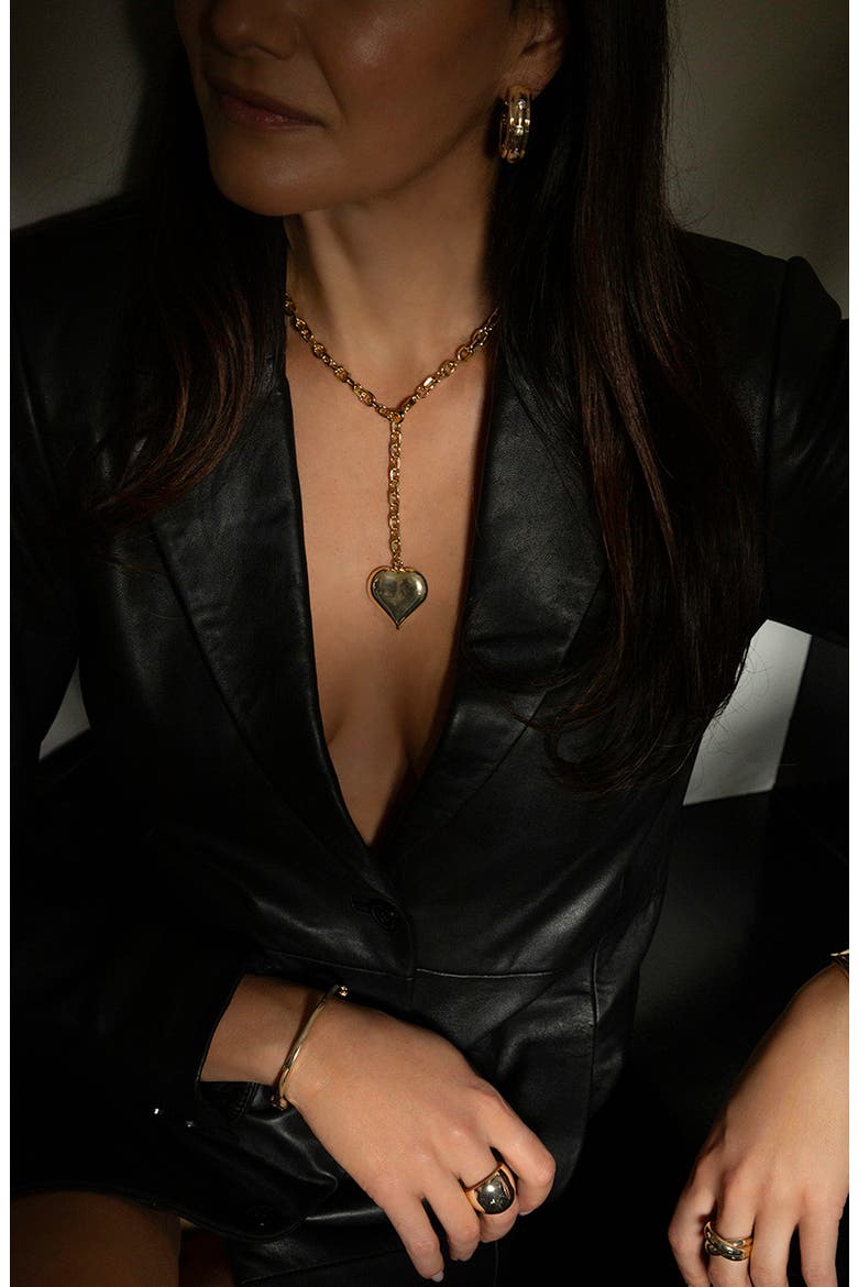 Large Puffy Heart Convertible Necklace, Alternate, color, GOLD