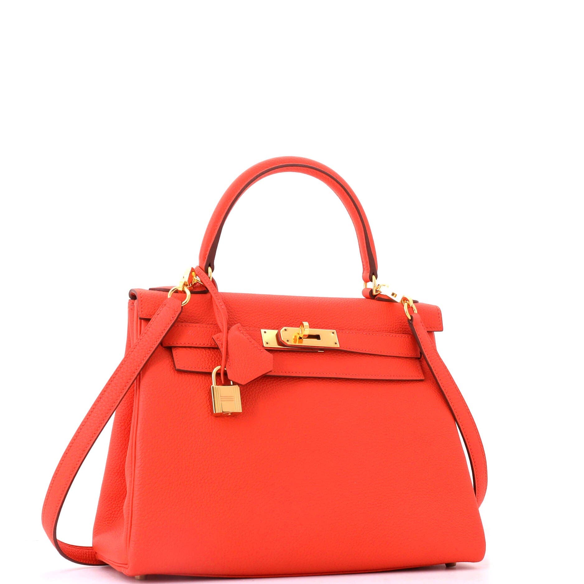 Pre-Owned Hermes Kelly Handbag Orange Togo with Gold Hardware 28, Alternate, color, Capucine