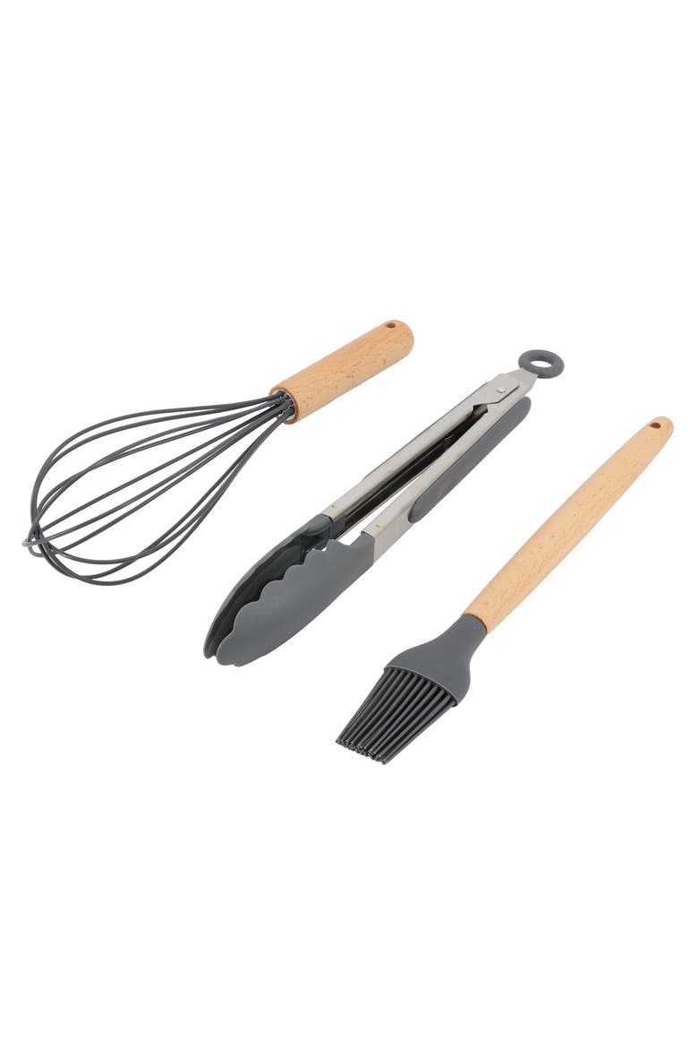 Holton 7 Piece Silicone Beech Wood Kitchen Tool Set, Alternate, color, Gray