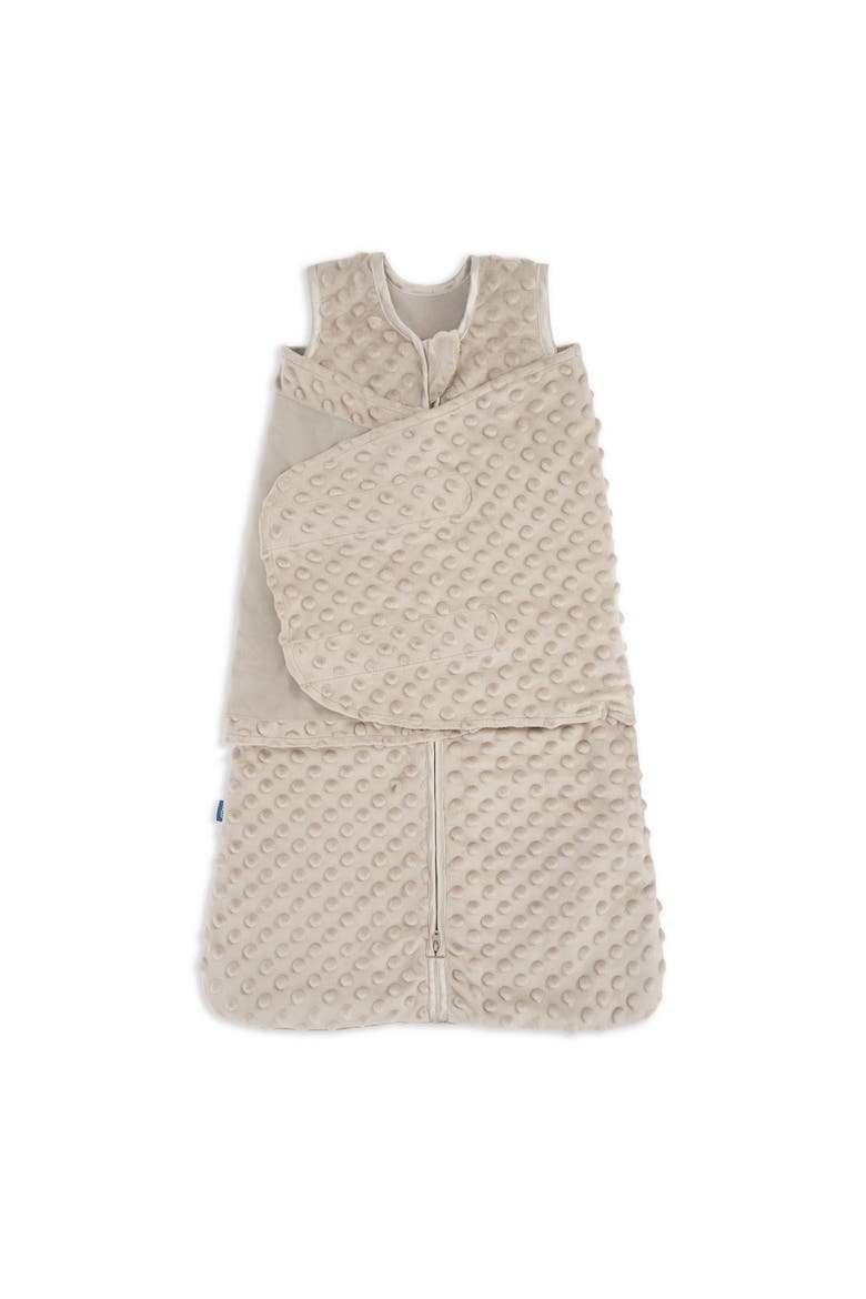 Plush Dots Velboa 3.0 TOG Sleepsack Swaddle, 3-Way Adjustable Wearable Blanket, Main, color, Fawn Grey