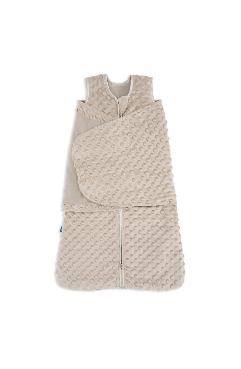 HALO Plush Dots Velboa 3.0 TOG Sleepsack Swaddle, 3-Way Adjustable Wearable Blanket, Main, color, Fawn Grey