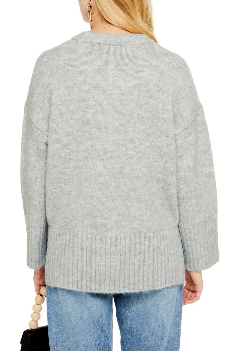 Supersoft Deep Hem Crewneck Sweater, Alternate, color, GREY MARL