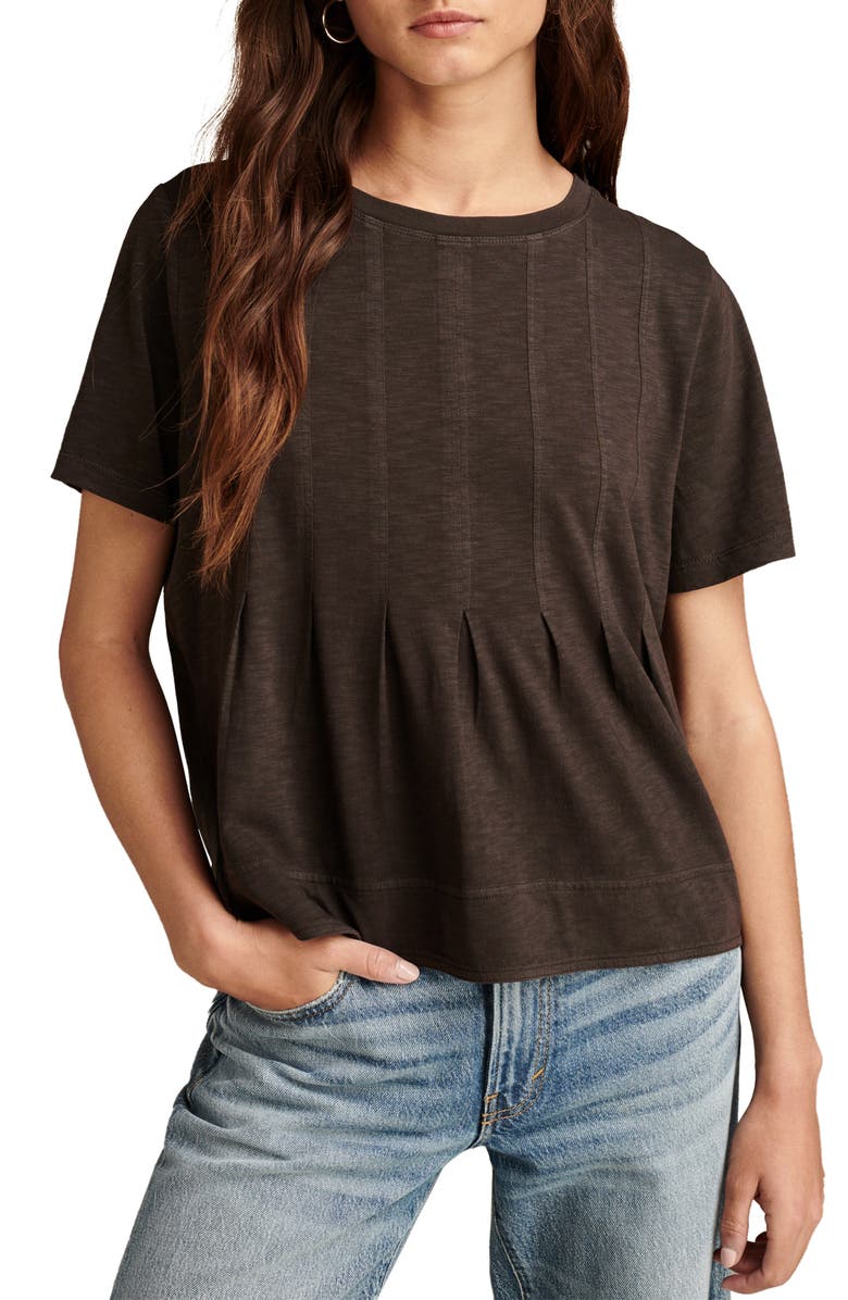 Lucky Brand Pleated Cotton T-Shirt, Main, color, 