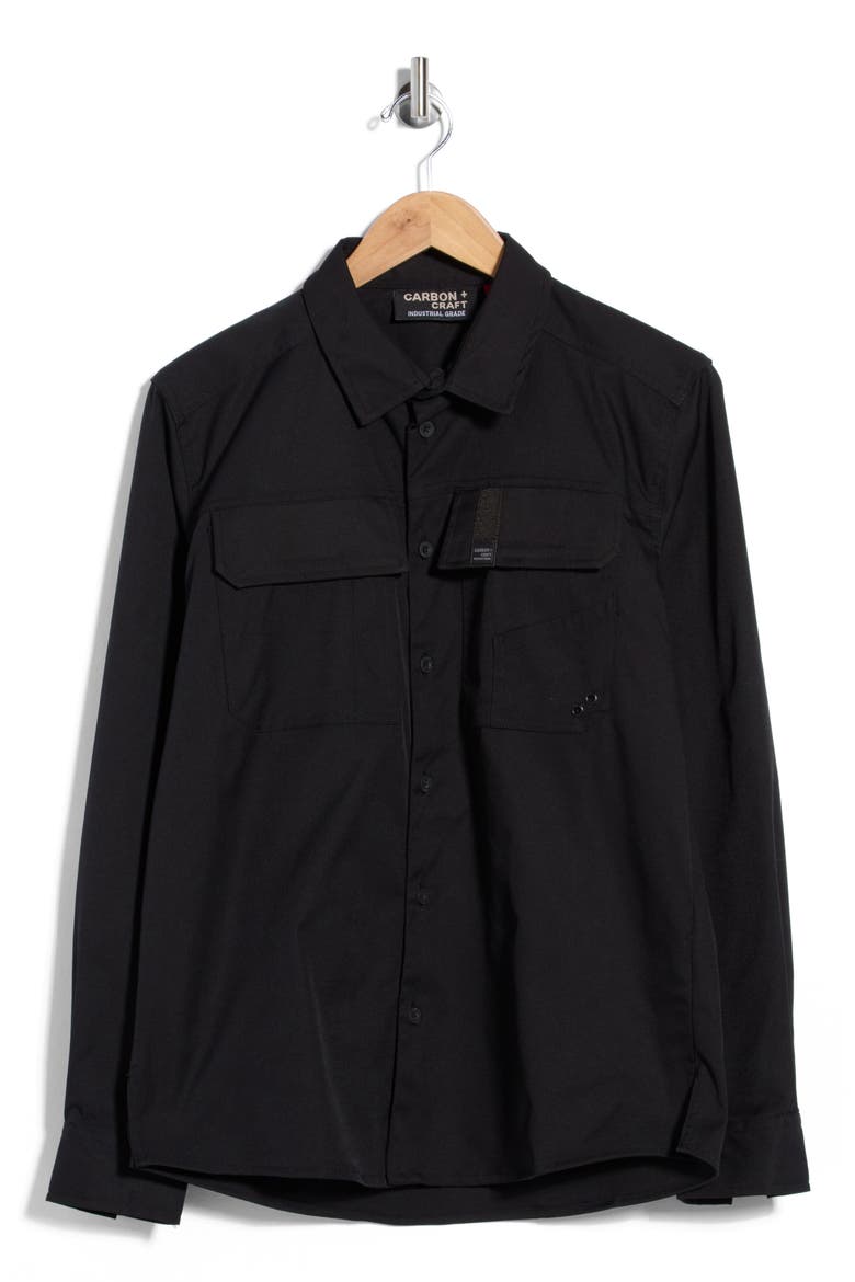 Double Pocket Utility Shirt, Main, color, BLACK