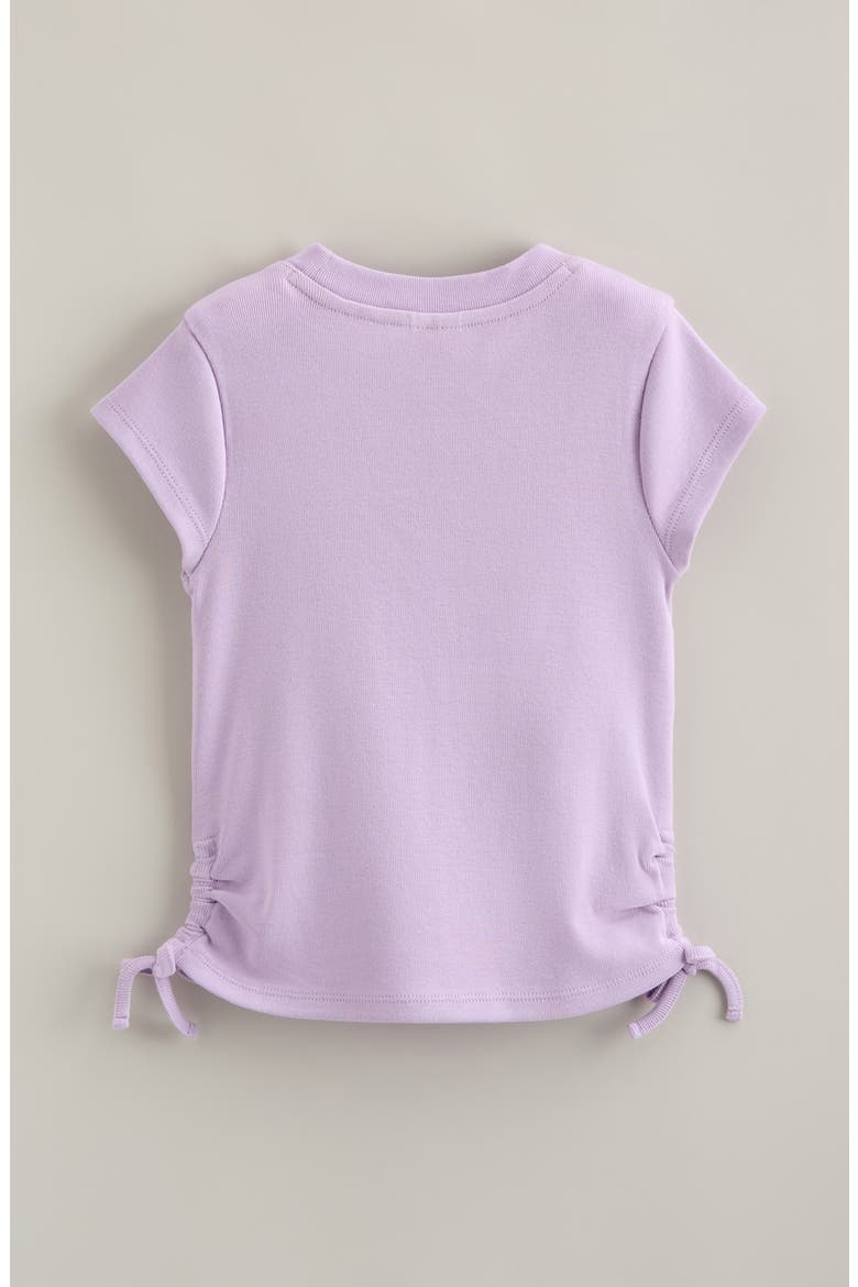 Kids' Side Ruched Graphic T-Shirt, Alternate, color, PURPLE BLOOM BFF LOVE GRAPHIC