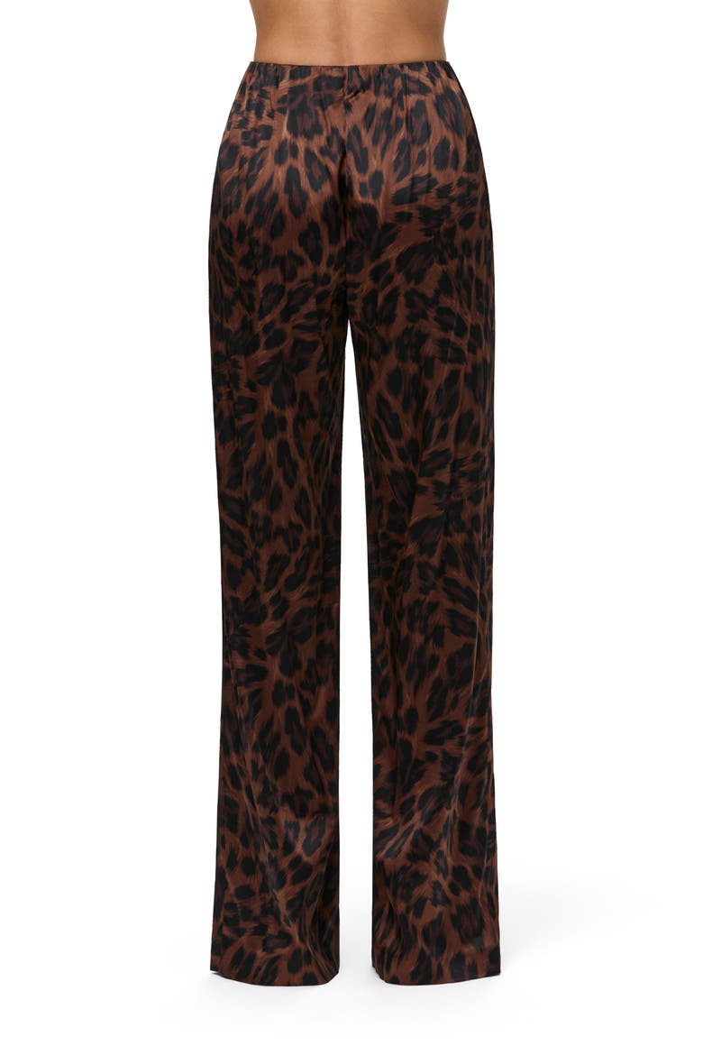 Leopard Print High Waist Stretch Silk Wide Leg Pants, Alternate, color, BRUSHED LEOPARD